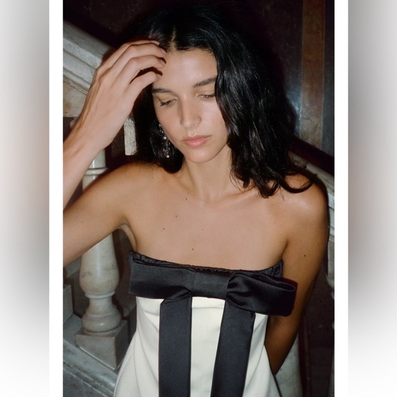 Zara Strapless Bow Dress White XL - Picture 12 of 12